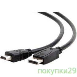 Кабель Кабель DisplayPort-HDMI Gembird/Cablexpert  1,8м, 20M/19M, черный, экран, пакет (CC-DP-HDMI-6)