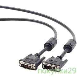 Кабель Кабель DVI-D single link Gembird/Cablexpert , 19M/19M, 1.8м, черный, экран, феррит.кольца, пакет (CC-DVI-BK-6)