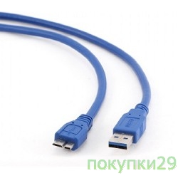 Кабель Gembird/Cablexpert CCP-mUSB3-AMBM-0.5M Кабель USB 3.0 Pro , AM/microBM 9P, 0.5м, экран, синий