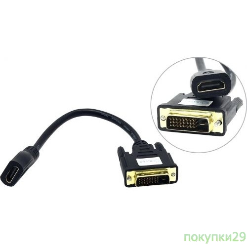 Переходник 5bites Кабель-5bites Адаптер BC-HDF2DVI DVI (24+1) M / HDMI F, зол.разъемы
