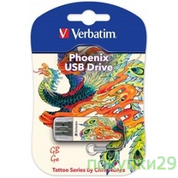 носитель информации Verbatim USB Drive 16Gb Mini Tattoo Edition Phoenix 049887