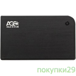 Контейнер для HDD AgeStar USB 3.0 Внешний корпус 2.5"SATA AgeStar 3UB2A14 (BLACK) USB3.0,алюминий, черный, безвинтовая конструкция