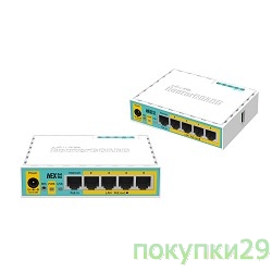 Сетевое оборудование MikroTik RB750UPr2 hEX PoE lite 5x Ethernet, раздача PoE, 650 МГц ЦП, 64 МБ 5-портовый 100-Мбитный маршрутизатор с поддержкой PoE на 4-х портах