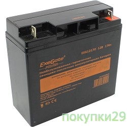 Аккумуляторы для ИБП Аккумуляторная батарея  Exegate EG17-12 / EXG12170, 12В 17Ач, клеммы под болт M5