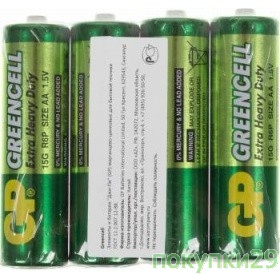 Батарейка GP Greencell 15G (в спайке) R6,  4 шт AA (4шт. в уп-ке)