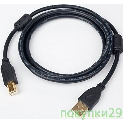 Кабель Bion Кабель  USB2.0, AM/BM, зол.разъемы, ферр.кольца, 3м.  БионBNCCF-USB2-AMBM-10
