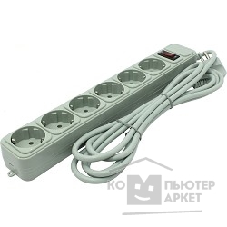Сетевой фильтр Exegate EX119392RUS Сетевой фильтр Exegate SP-6-3G (6 розеток, 3м, евровилка, серый)