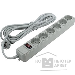 Сетевой фильтр Exegate EX119394RUS Сетевой фильтр Exegate SP-6-5G (6 розеток, 5м, евровилка, серый)