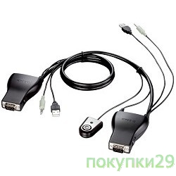 Переключатель D-Link KVM-221 Переключатель на 2 компьютера USB, звук (кабели в комплекте)