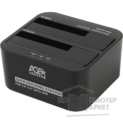 Контейнер для HDD AgeStar 3UBT6-6G(BLACK)  USB 3.0 Докстанция 2x2.5"/3.5"SATA HDD/SSD AgeStar 3UBT6-6G,пластик, черный, UASP, Clone