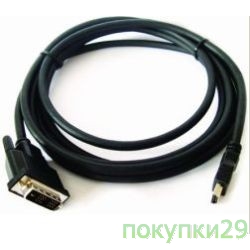 Кабель Кабель HDMI-DVI Gembird, 1.8м, 19M/19M, single link, черный, позол.разъемы, экран CC-HDMI-DVI-6