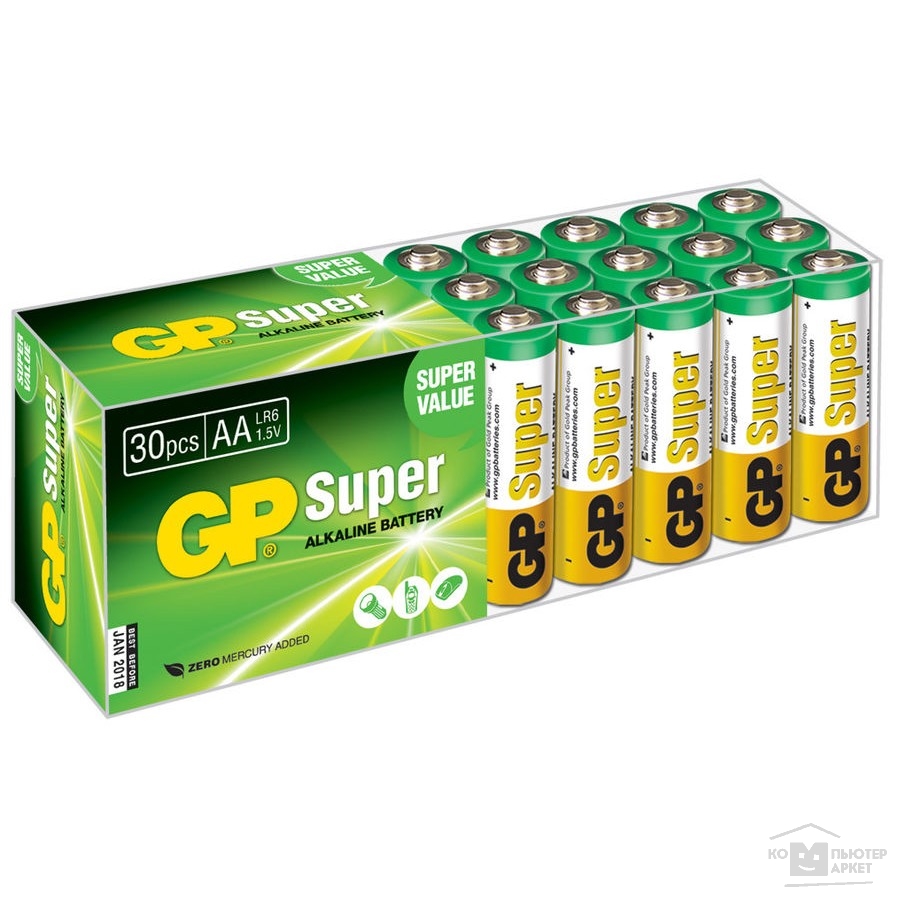 Батарейка GP Super Alkaline 15A(-B30) LR6 AA   (30 шт. в уп-ке)