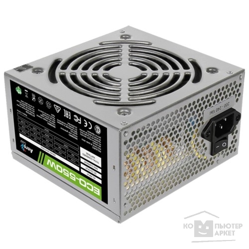 Блок питания Aerocool 550W Retail ECO-550W ATX v2.3 Haswell, fan 12cm, 400mm cable, power cord, 20+4P, 12V 4+4P, 1x PCI-E 6+2P, 4x SATA, 3x PATA, 1x F