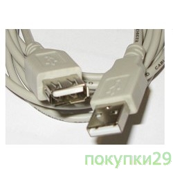 Кабель USB 2.0 кабель удлинительный 1.8м AM/AF Gembird PRO позол.конт., фер.кол.,  пакет CCF-USB2-AMAF-6