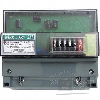 Счетчики электроэнергии Инкотекс 231AM01 Счетчик Меркурий 231 AM-01 5-60А/400В, трехфазный однотарифный, МЕХ, DIN