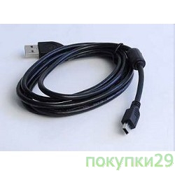 Кабель USB 2.0 кабель для соед. 1.8м  А-miniB (5 pin) Gembird PRO позол.конт., фер.кол. CCF-USB2-AM5P-6