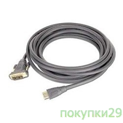 Кабель Кабель HDMI-DVI Gembird, 10м, 19M/19M, single link, черный, позол.разъемы, экран CC-HDMI-DVI-10MC