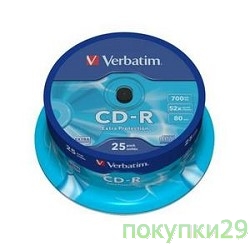 Диск 43432 Диски CD-R Verbatim 25 шт. 52-x 700Mb, Cake Box