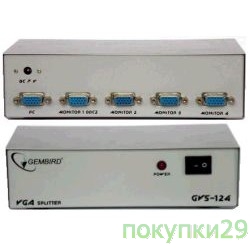 Разветвитель GVS124  Разветвитель сигнала VGA на 4 монитора (Gembird)