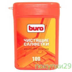 Чистящие средства  BURO BU-tft Малая туба с чистящими салфетками BURO, для LCD, TFT-мониторов, 100шт.