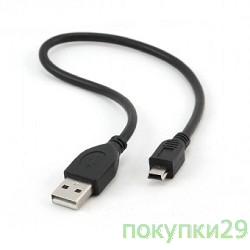 Кабель USB 2.0 кабель для соед. 0,3м AM/miniBM Gembird PRO позол.конт., черный CCP-USB2-AM5P-1