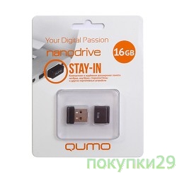 Носитель информации USB 2.0 QUMO 16GB NANO QM16GUD-NANO-B