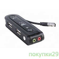 Сувениры AU-01U2  HUB USB 2.0 2 port+USB to Audio,ORIENT,2*jack 3.5,регулятор громности,выкл.звука