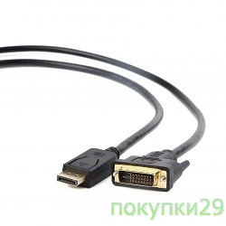 Кабель Кабель DisplayPort-DVI Gembird/Cablexpert  3м, 20M/19M, черный, экран, пакет(CC-DPM-DVIM-3M)