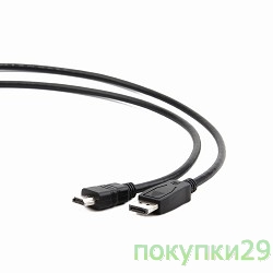 Кабель Кабель DisplayPort-HDMI Gembird/Cablexpert  1м, 20M/19M, черный, экран, пакет(CC-DP-HDMI-1M)